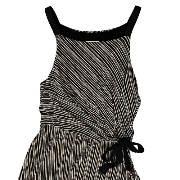Maeve Anthropologie Salsola Hi-Lo Striped Side Tied Dress Small Black Cream - Picture 7 of 12